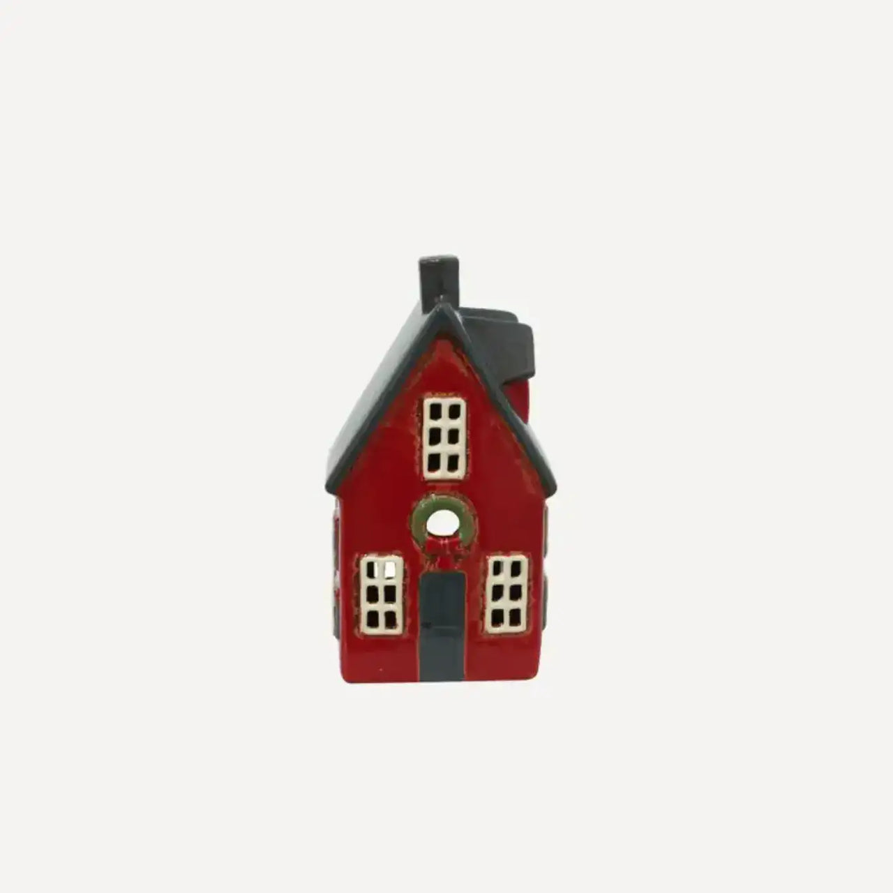 A Christmas Cottage with Wreath - Red