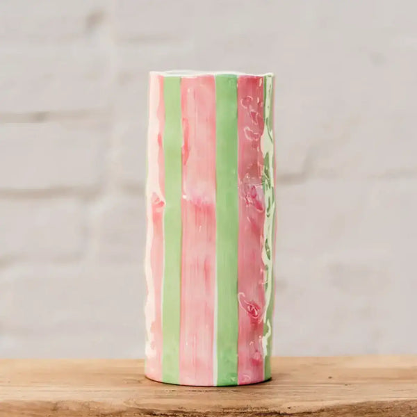 Vase - Pink and Green Stripe-decorative-vase-House-of-Dudley