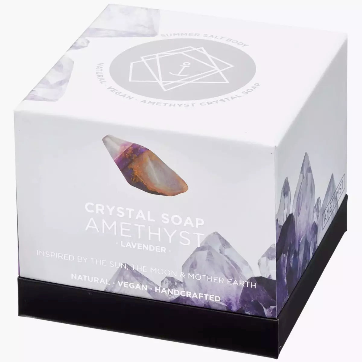 Summer Salt Body's Crystal Soap - AMETHYST - Lavender is a unique cleansing product infused with the powerful energies of Amethyst Crystal. This ethereal soap not only cleanses your skin but also helps to dispel negative energy, promoting a sense of