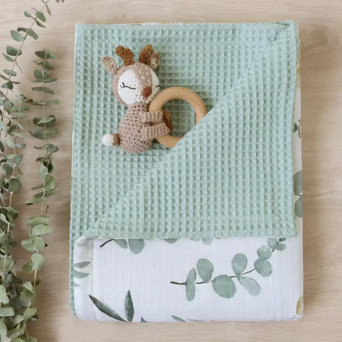 Baby Waffle Blanket - Green Eucalyptus