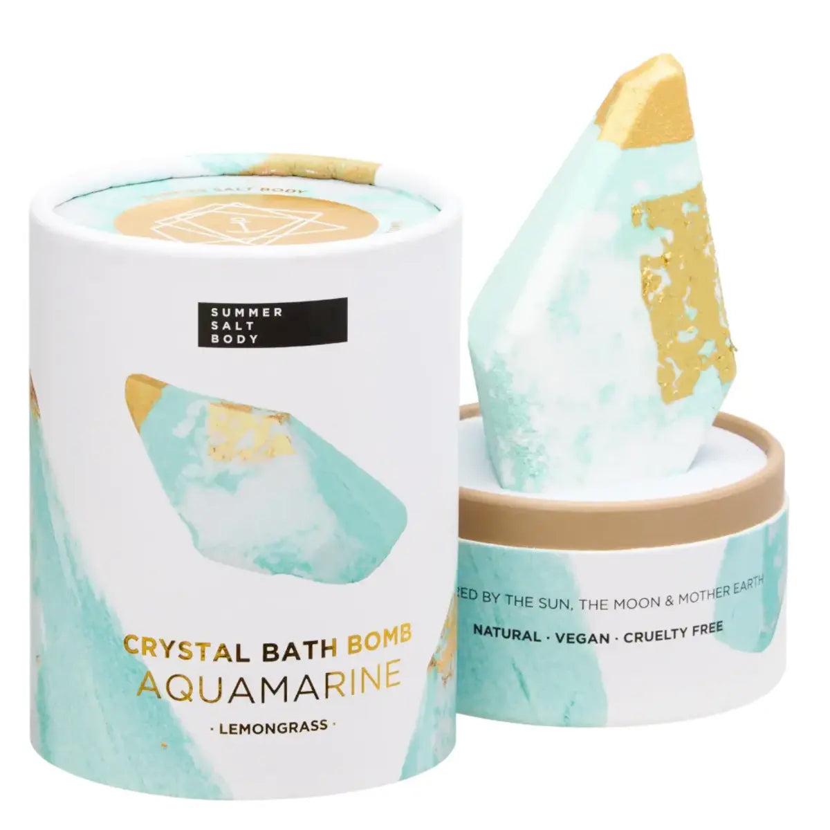 Transform your bath routine with the mesmerizing Aquamarine Crystal Bath Bomb from Summer Salt Body. Immerse yourself in a tranquil oasis of aromatherapy while admiring the soothing hues of Aquamarine.