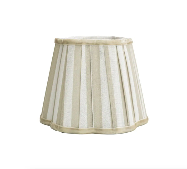 Table Lamp USB - Beige Stripe Scallop Shade & Gold Base