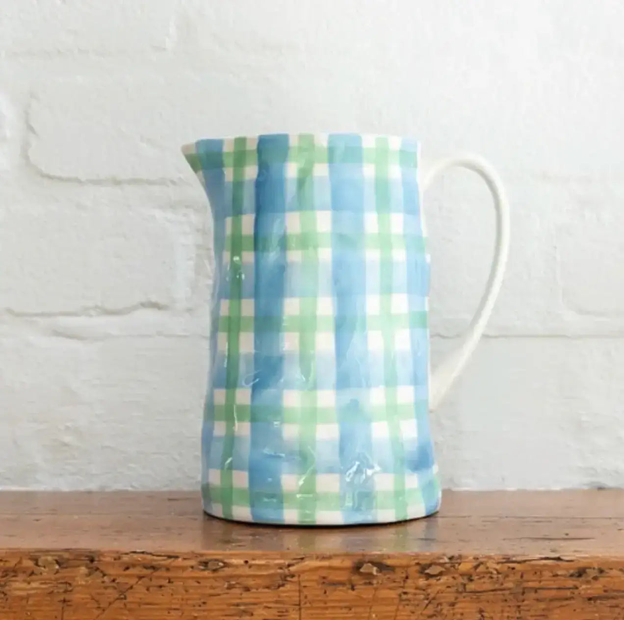 Jug  Medium Cornflower Blue and Green Gingham