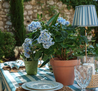 Thumbnail for Table Lamp USB - Blue Stripe Scallop Shade & Gold Base