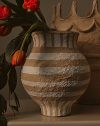 Thumbnail for Cotton Mache Belly Vessel - Honey Stripe