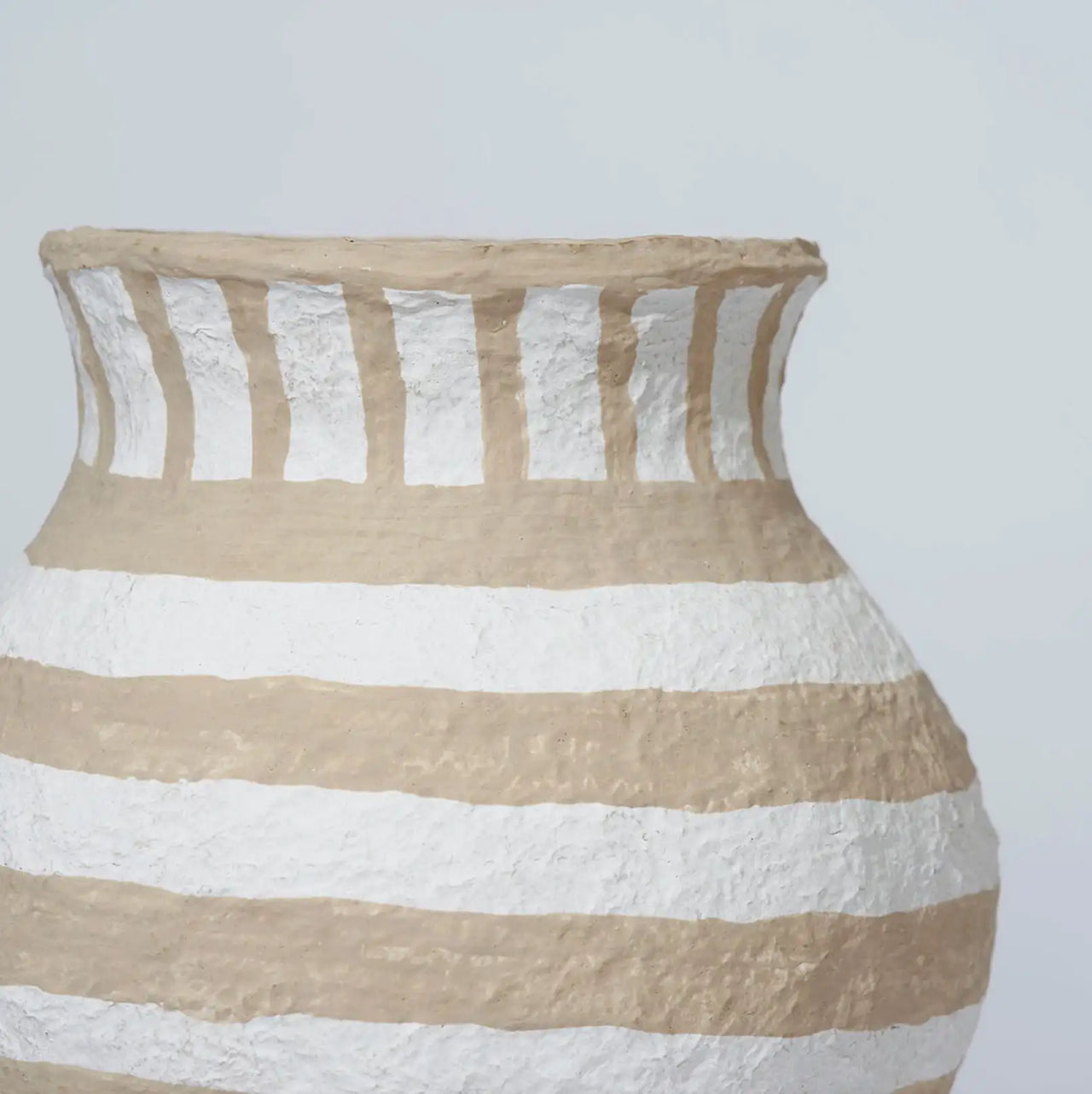 Cotton Mache Belly Vessel - Honey Stripe