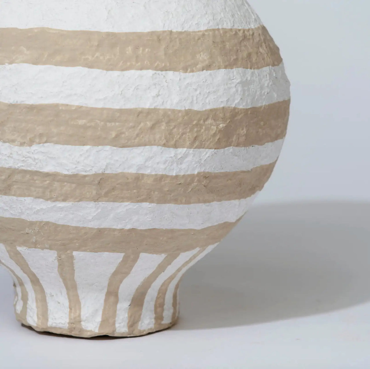 Cotton Mache Belly Vessel - Honey Stripe