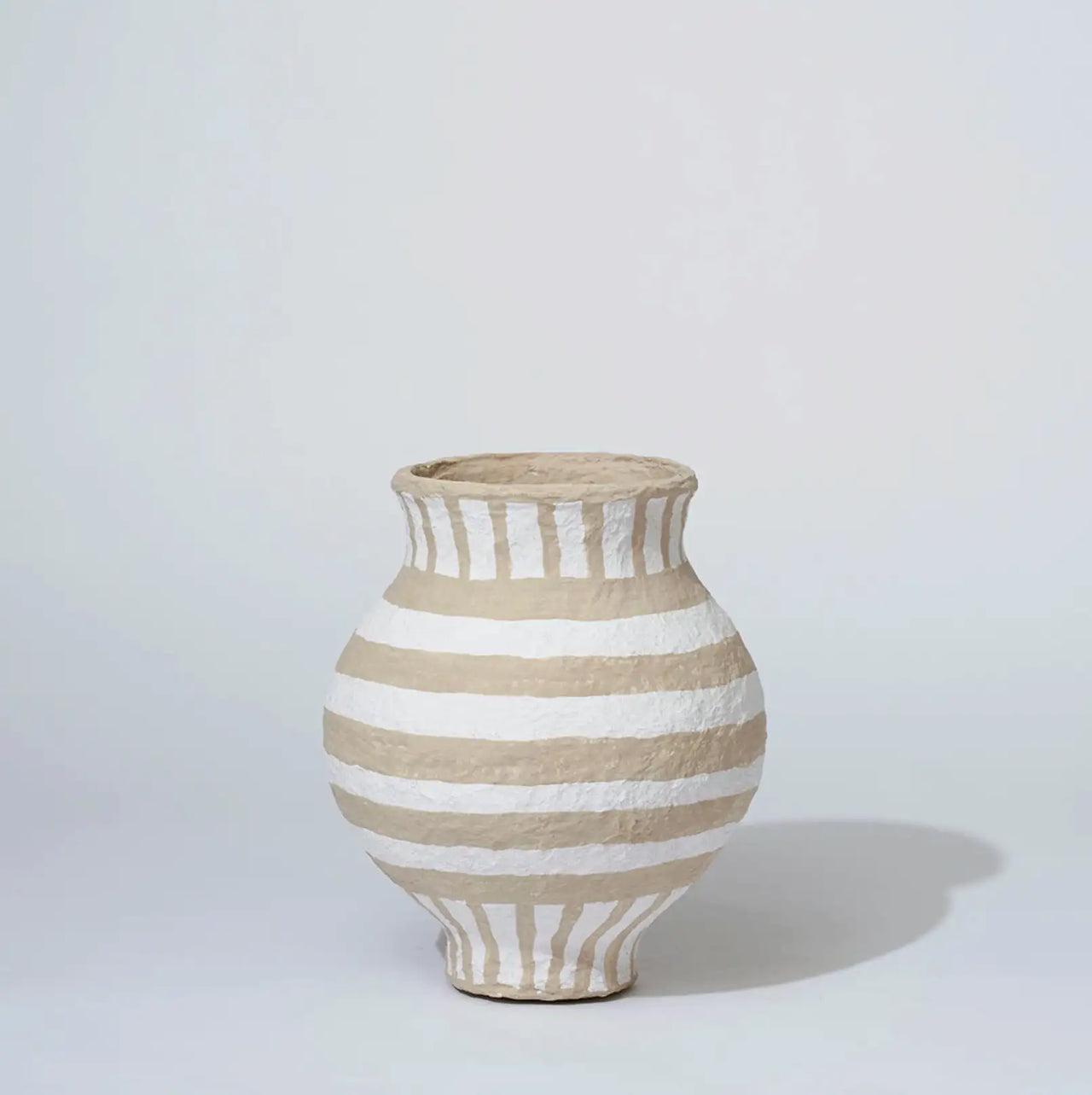 Cotton Mache Belly Vessel - Honey Stripe