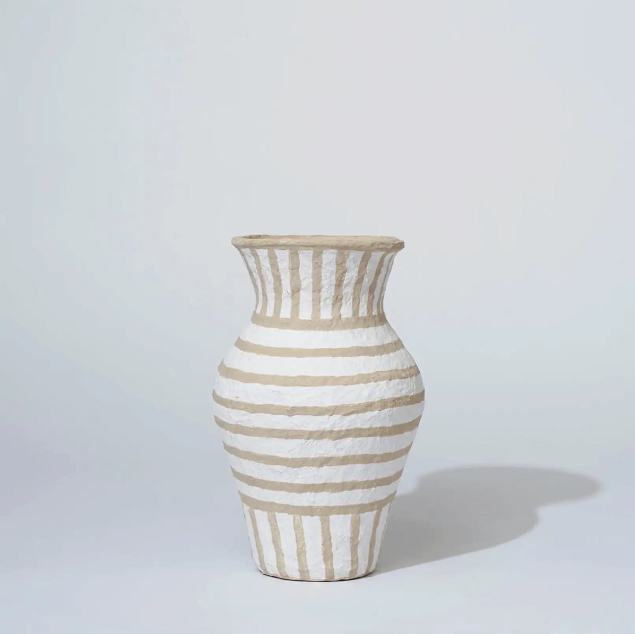 Cotton Mache Tall Vessel - Honey Stripe