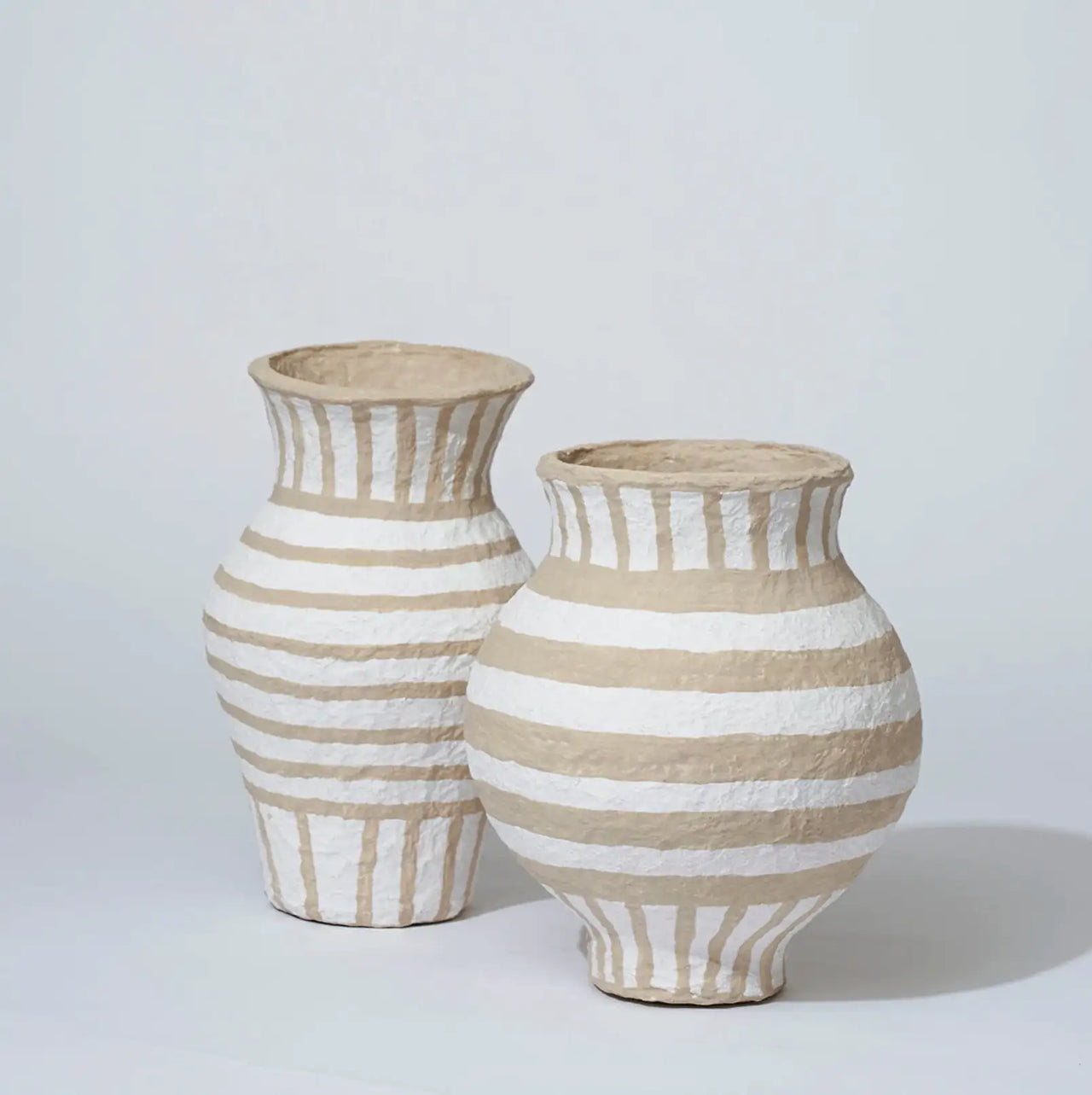 Cotton Mache Tall Vessel - Honey Stripe
