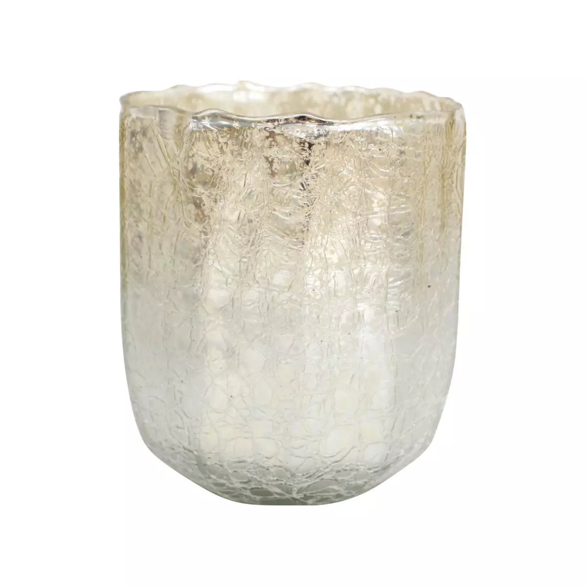 A shimmering LaVida votive candle holder with a textured gold background.
Product Name: Candle Holder - Crackle Frost
Brand Name: LaVida