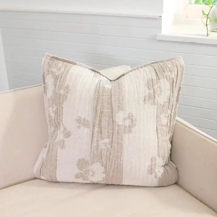 Blossom Reversible Cushion - Chocolate / Ivory