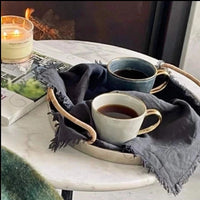 Thumbnail for Ariel mug in French grey with coffee sitting on a tray near the fire