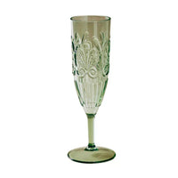 Thumbnail for An Indigo Love Flemington Acrylic Champagne Flute - Sage Green with an ornate design on it.
