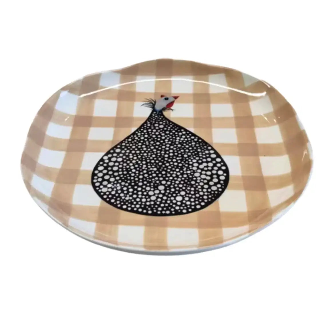 Plate Guinea Fowl Beige Gingham