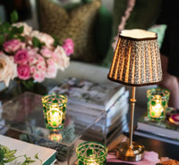 Thumbnail for Table Lamp USB - Leopard Scallop Shade & Gold Base