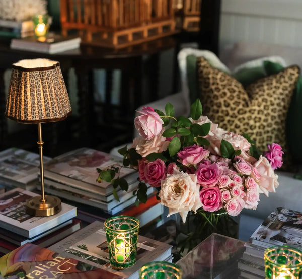 Table Lamp USB - Leopard Scallop Shade & Gold Base