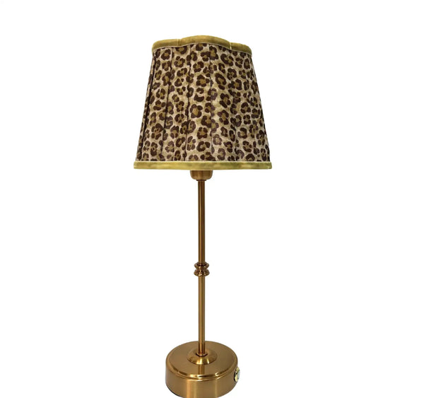 Table Lamp USB - Leopard Scallop Shade & Gold Base