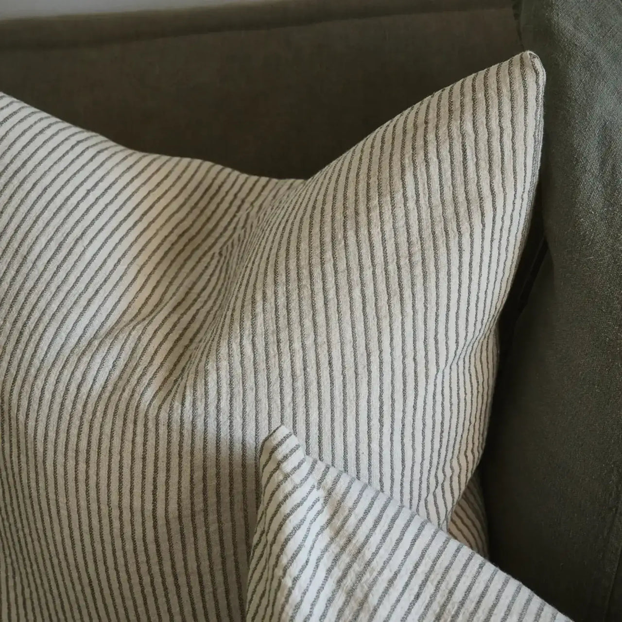 Marina Cushion - Off White / Pistachio Stripe