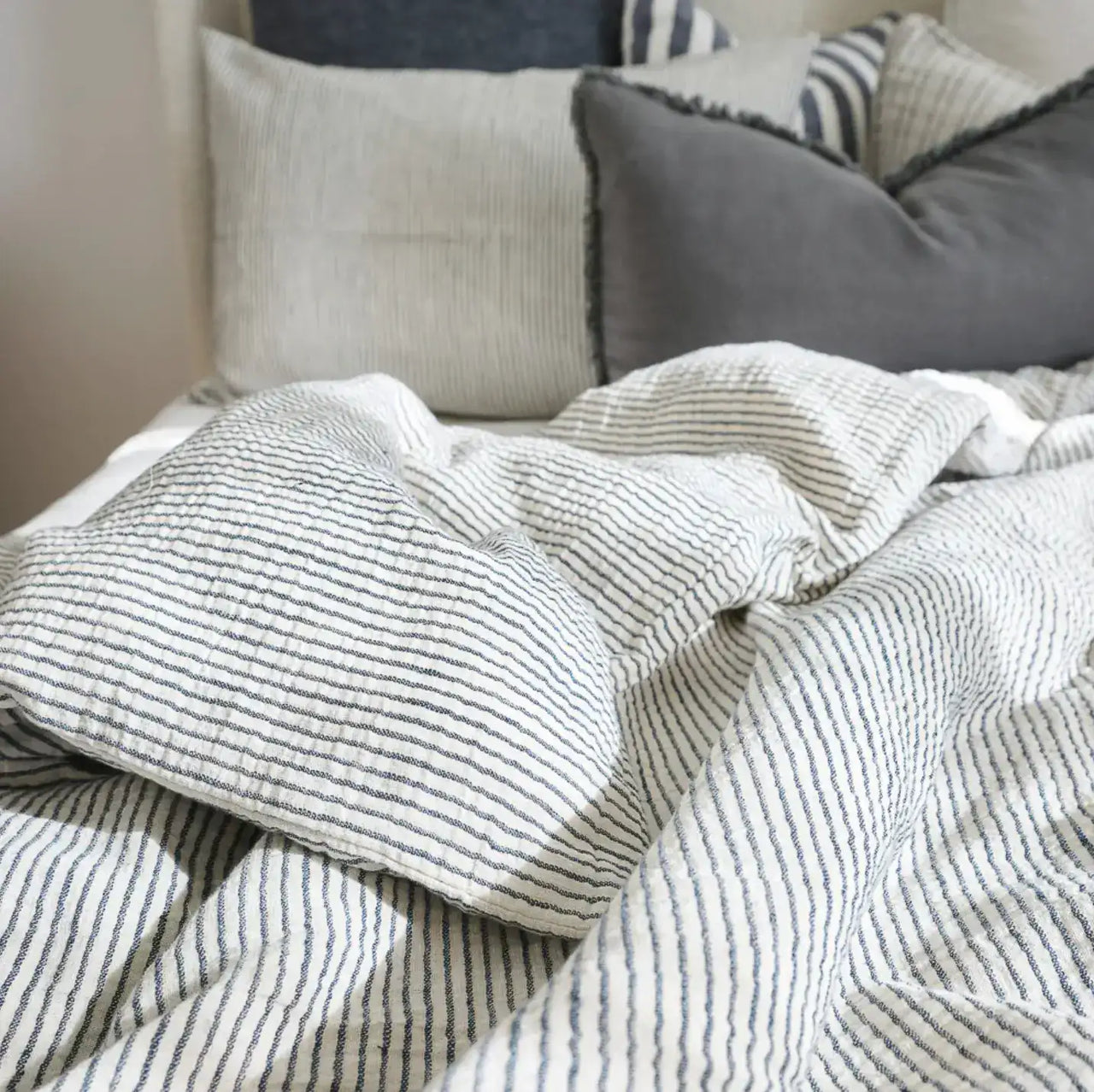 Marina Duvet - Off White w' Ink Stripe - King