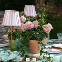 Thumbnail for Table Lamp USB - Pink Stripe Scallop Shade & Gold Base