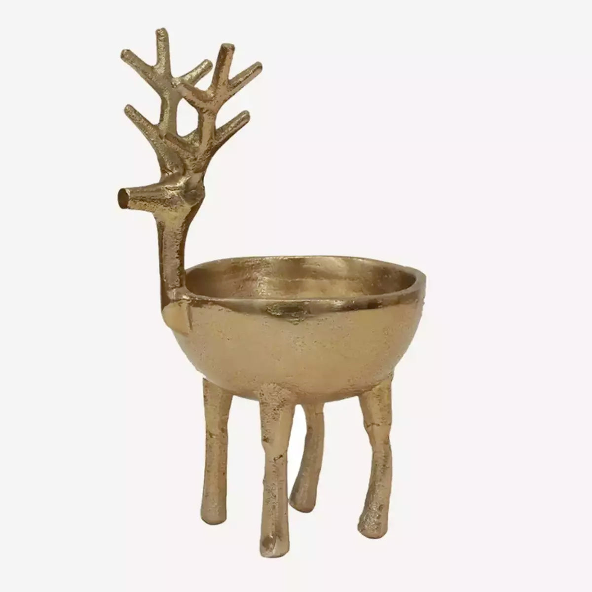 A French Country Collections Reindeer Sweets Bowl - Gold - Large on a white background.