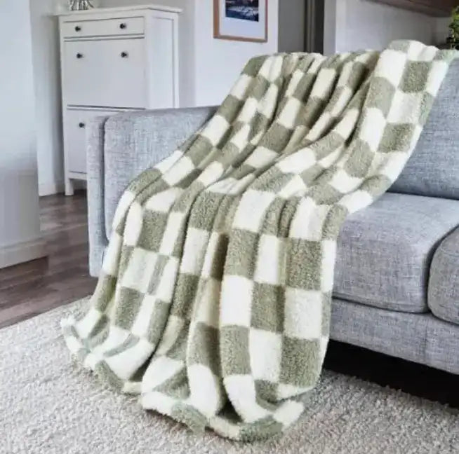 Printed Sherpa Throw Green Mint