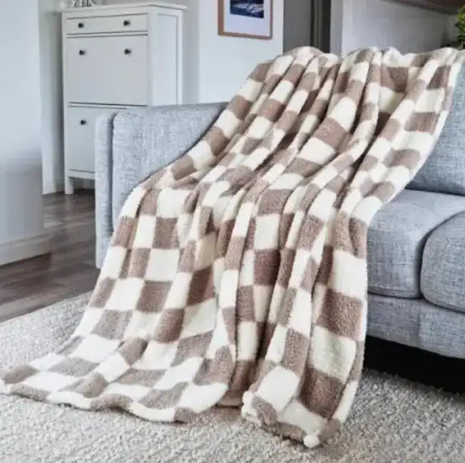 Printed Sherpa Throw Natural