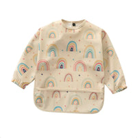 Thumbnail for Baby Smock Bib - Beige Rainbow