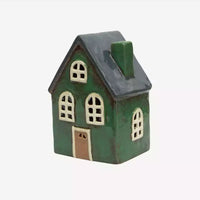Thumbnail for A small French Country Collections Christmas Village Barn - Green on a white background.