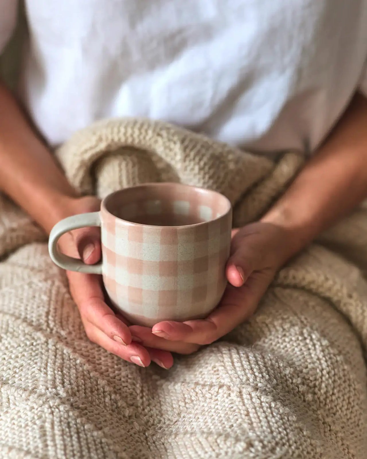 Cat's Pyjamas - Soft Terracotta Check Mug