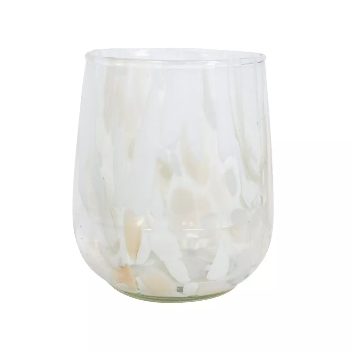 A Candle Holder - White Tiger glass with a pattern on it, perfect for home decor. (Brand: LaVida)
